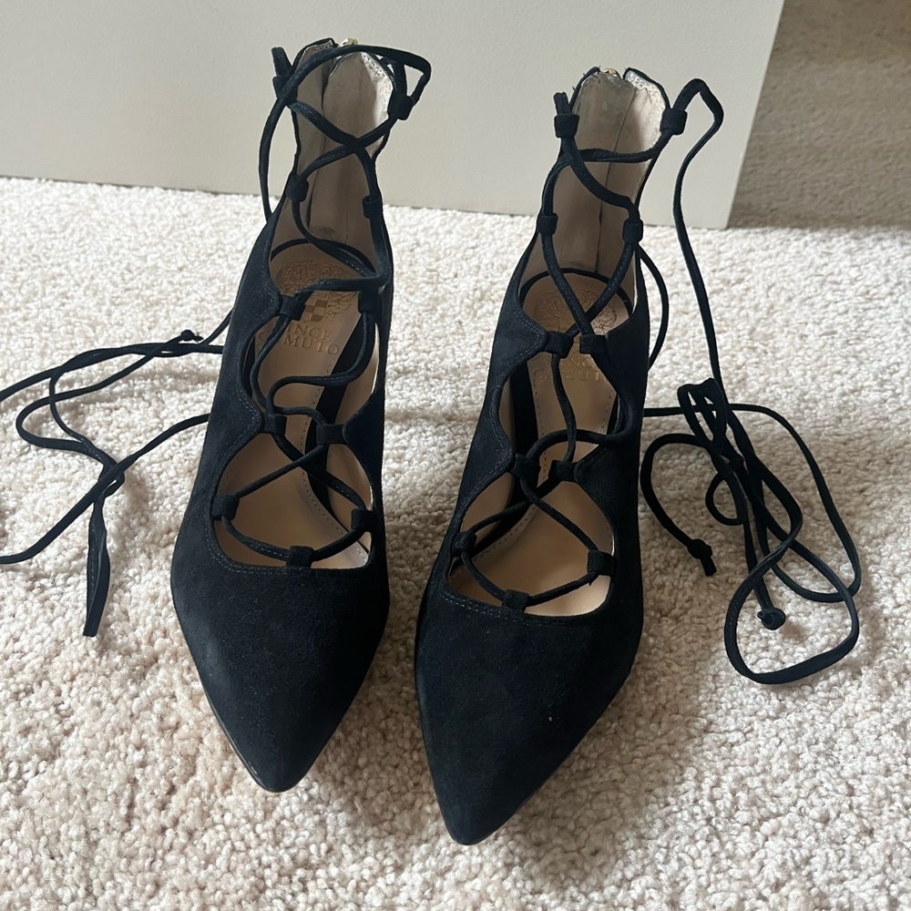 Vince Camuto Suede Lace-Up Heels
